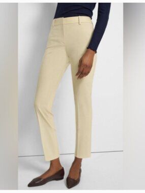 Theory Treeca Cropped Pant in Butter Yellow
